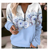 Women's Sweatshirt Zipper Pullover Casual Printed Sweater