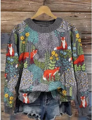 Casual Round Neck Sweater Couple's Tops