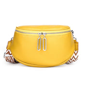 New Double Zipper Leather Messenger Bag