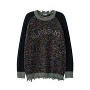 Patchwork Round Neck Couple's Dopamine Sweater