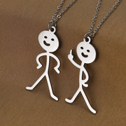 Cute Cartoon Stickman Pendant Stainless Steel Necklace