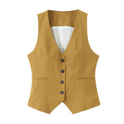 Linen Double Breasted Suit Coat Vest