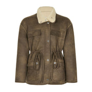 Lamb Wool Lapel Motorcycle Padded Coat Men
