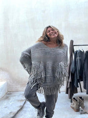 Women's Loose-fitting Tassel Knitted Sweater
