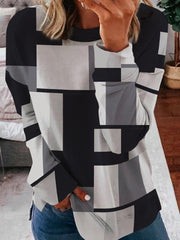 3D Printed Loose Round Neck Fashion Women's Sweater