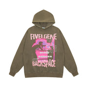 Men's Printed Washed Hooded Sweater