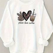 Women's Casual Crew Neck Sweatshirt with Letter Print - Soft Polyester, Machine Washable, Perfect for Spring & Fall, for Autumn, Spring
