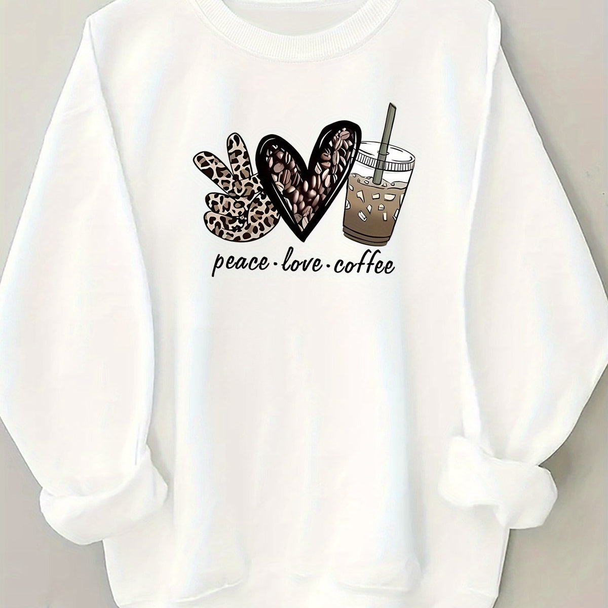 Women's Casual Crew Neck Sweatshirt with Letter Print - Soft Polyester, Machine Washable, Perfect for Spring & Fall, for Autumn, Spring