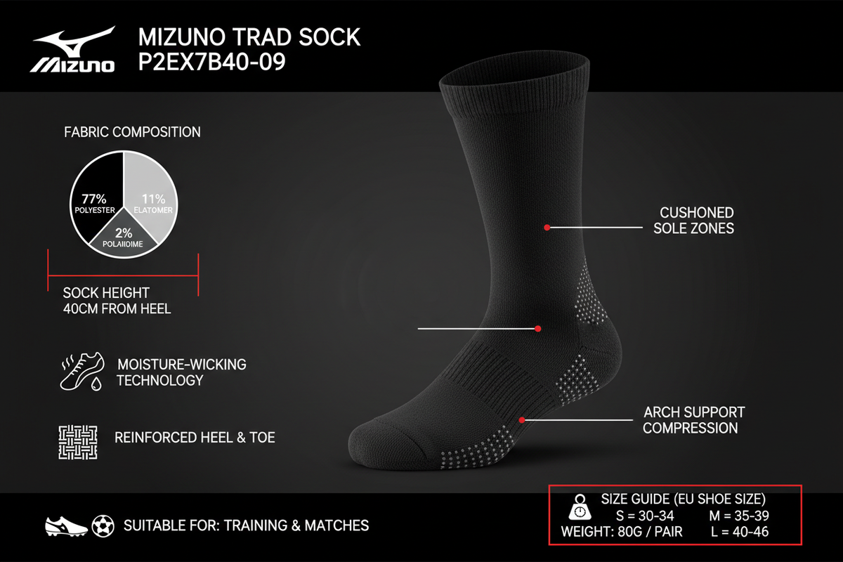 Mizuno calza da calcio Trad Sock P2EX7B40-09 nero