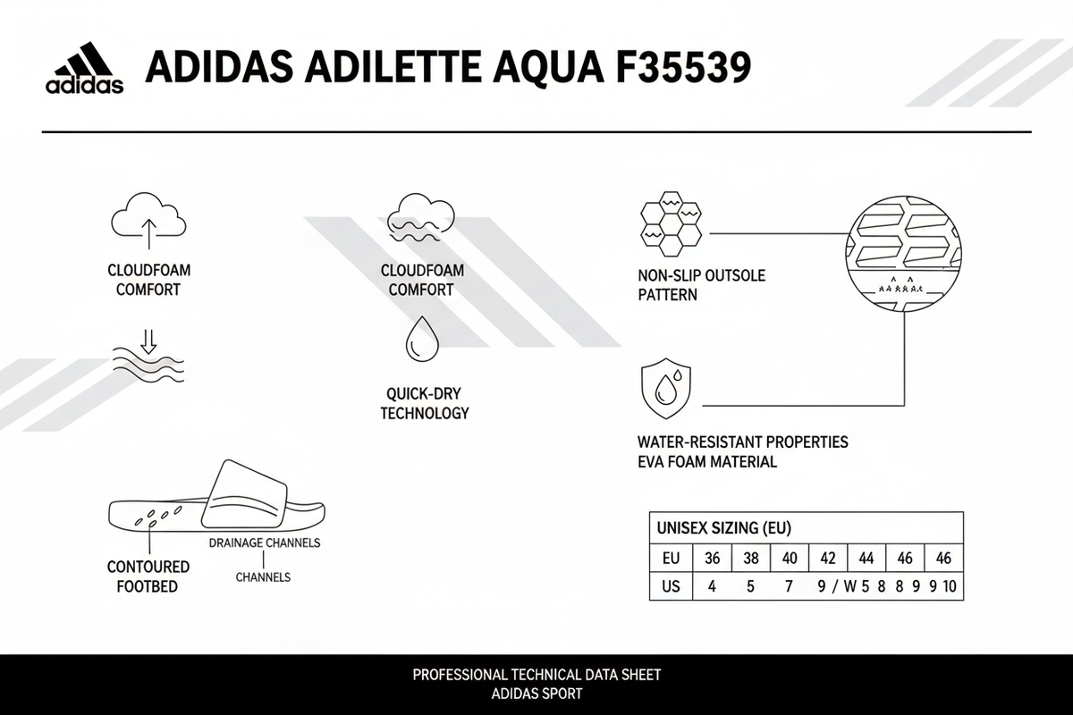 Adidas Ciabatta Piscina Mare Adilette Aqua F35539 Bianco Nero