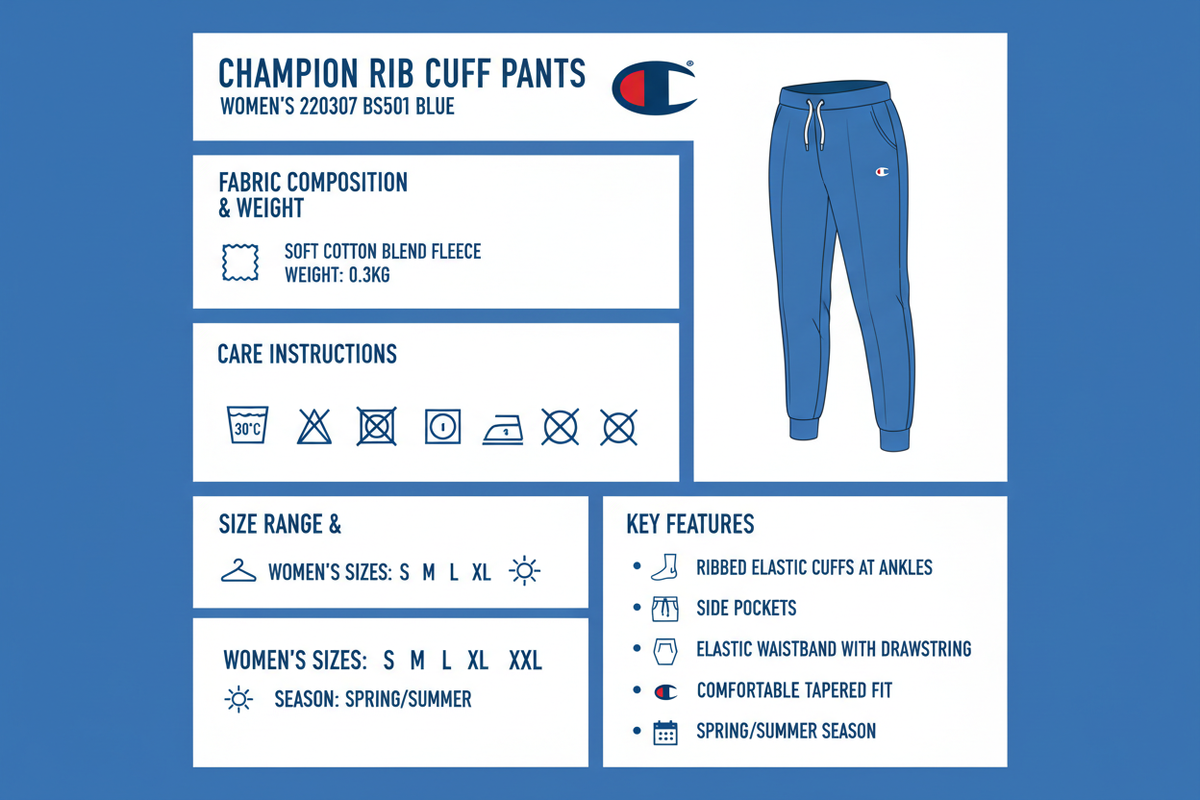Champion Pantalone Donna Rib Cuff 220307 BS501 Blu