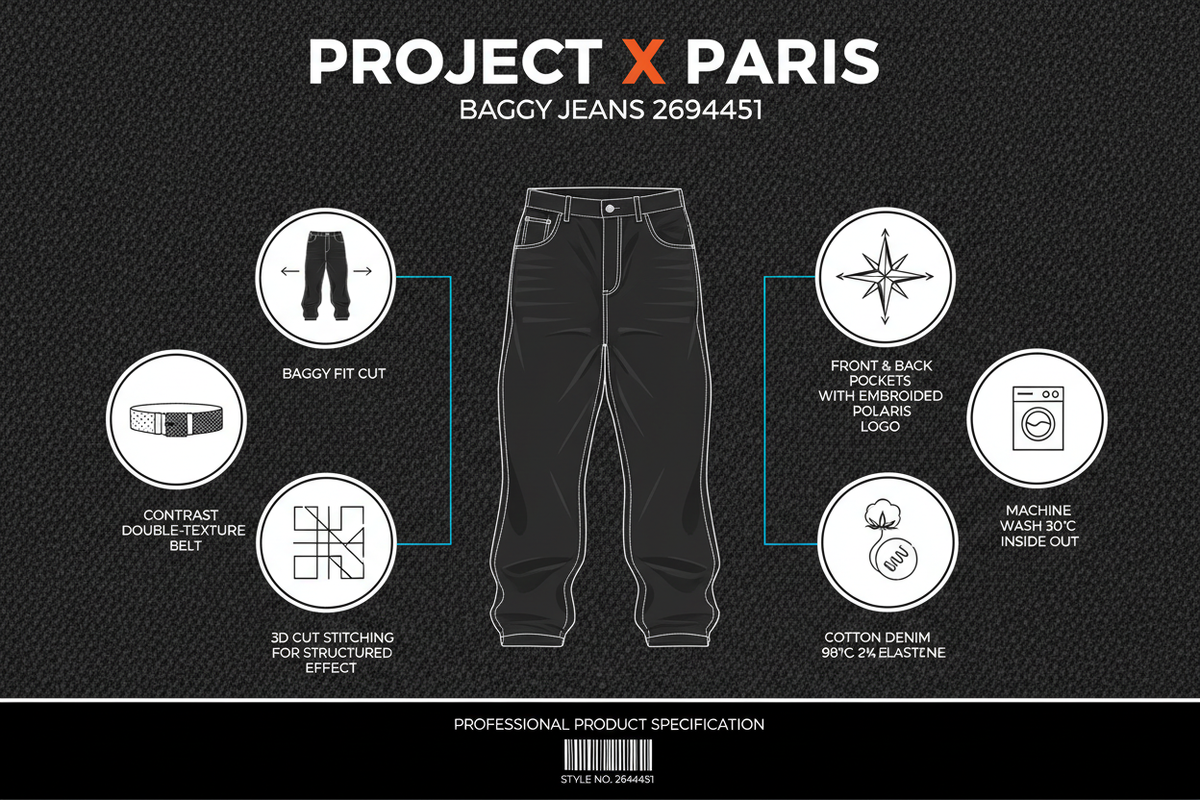 Project X Paris Jeans Baggy 2694451 Nero Uomo Denim Cotone