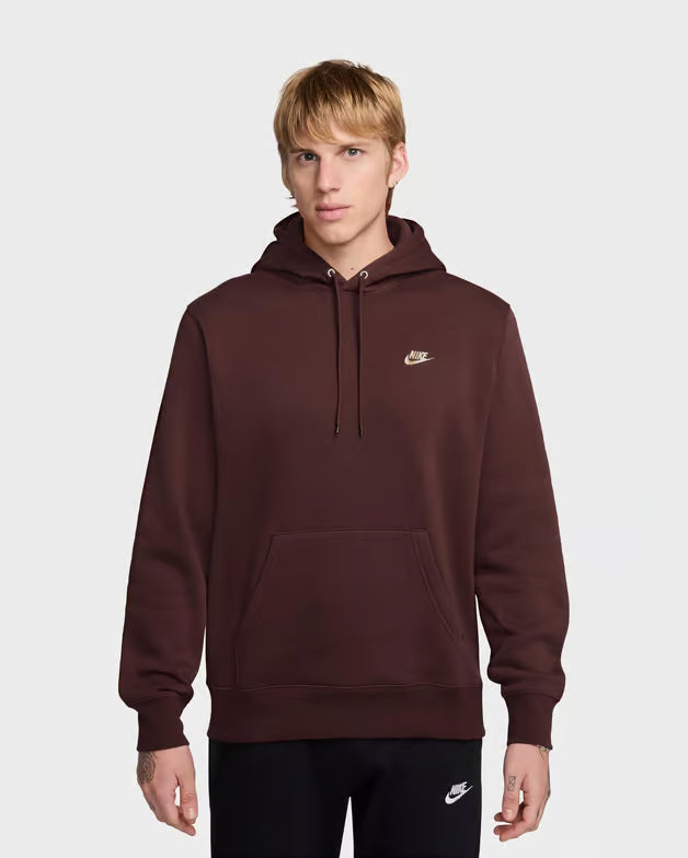 Nike Club Fleece Pullover FN3859-652 Uomo Marrone - Felpa con Cappuccio