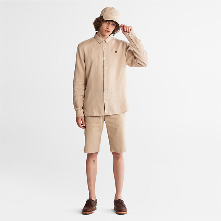 CAMICIA SLIM FIT IN LINO MILL RIVER DA UOMO IN BEIGE