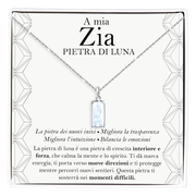 Collana Pietra di Luna Rettangolare in Argento Sterling 925 - A mia Zia