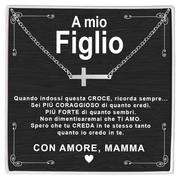 Collana Croce orizzontale - A Mio Figlio, con Amore Mamma.