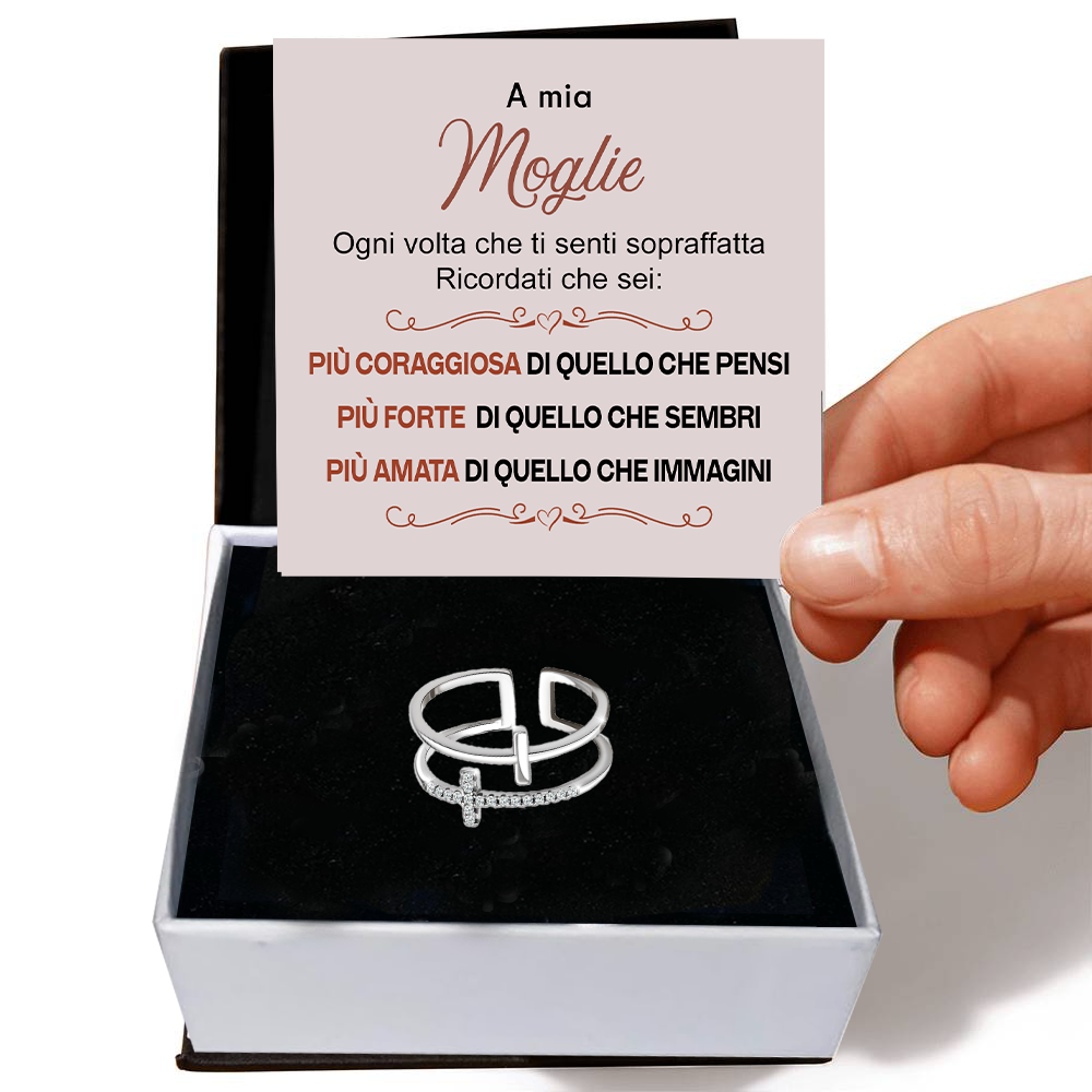 Anello da Donna in Argento Sterling 925 Per mia Moglie- Croce