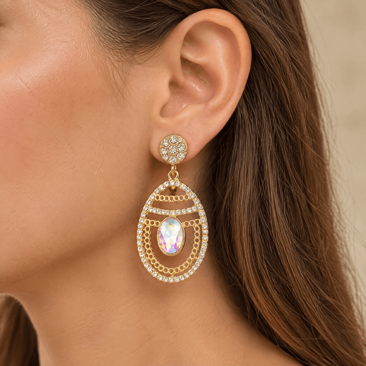 Caleido Orecchini Pendenti con Strass Multicolor