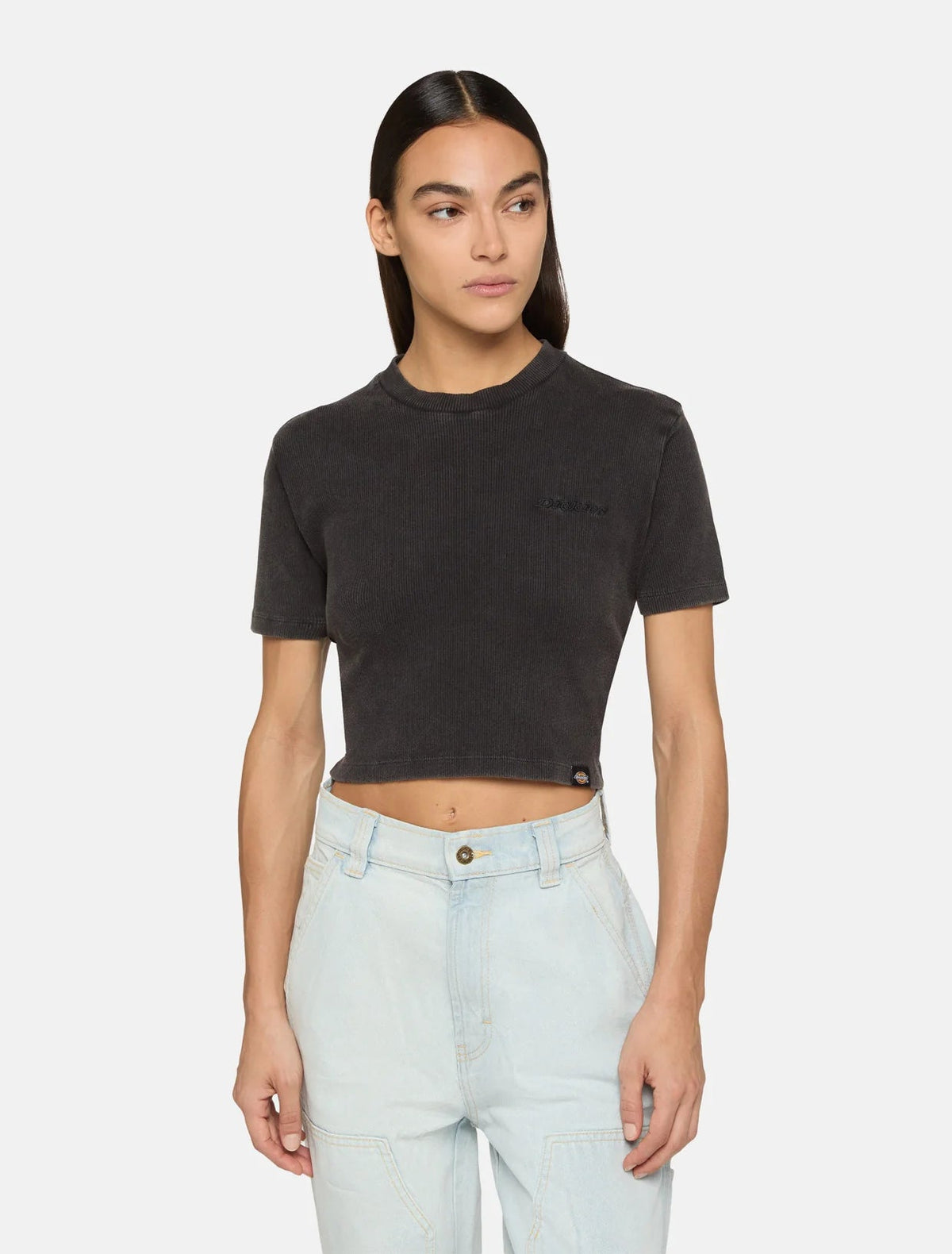 Dickies T-shirt a Costine da Donna Plentywood DK0A866FBLK1 Nero