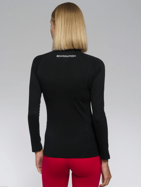 T-shirt LS Half Zip Donna Nera
