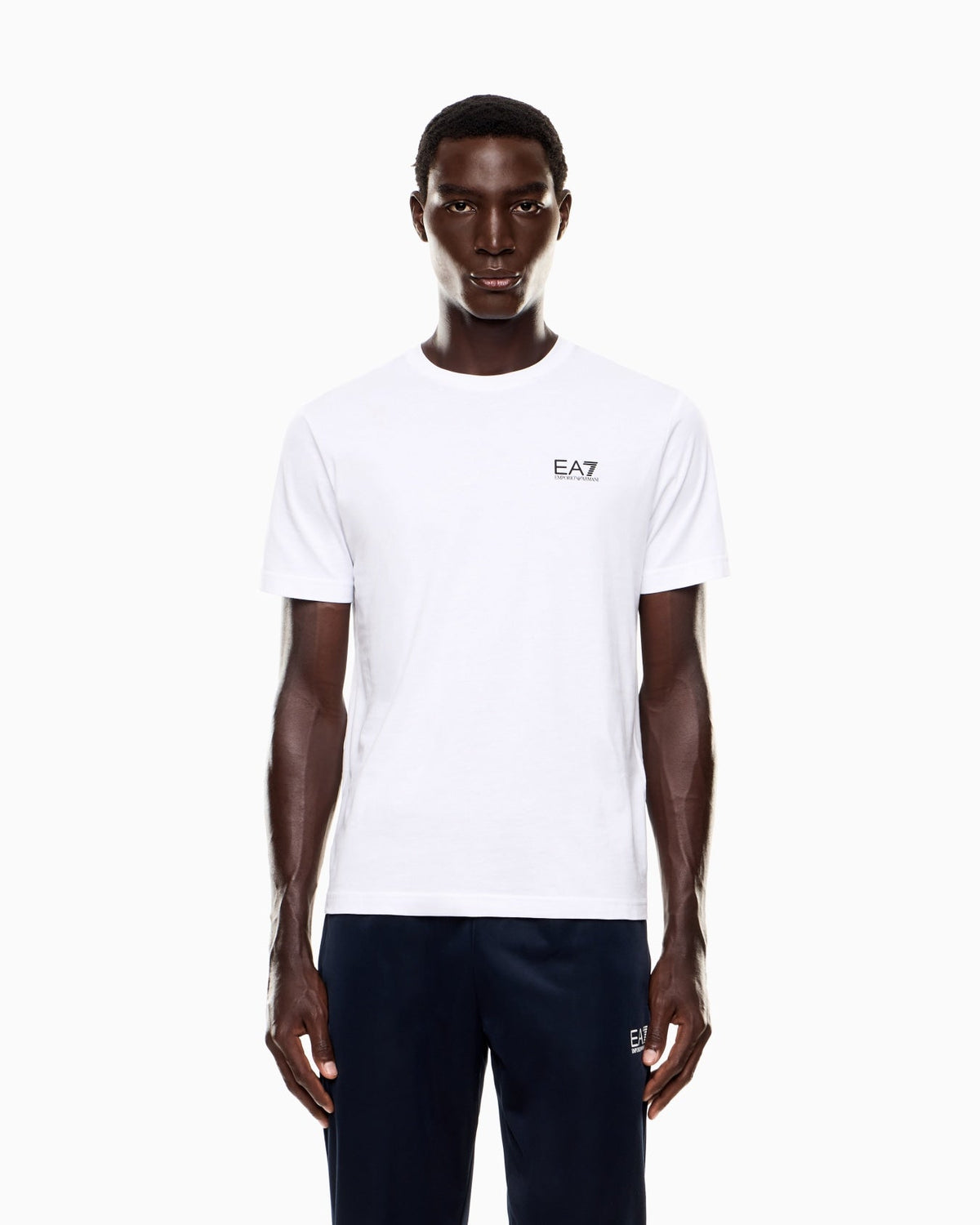 EA7 Empori Armani T-shirt da uomo Core Identity in cotone Pima 8NPT25 PJVPZ 1100 bianco